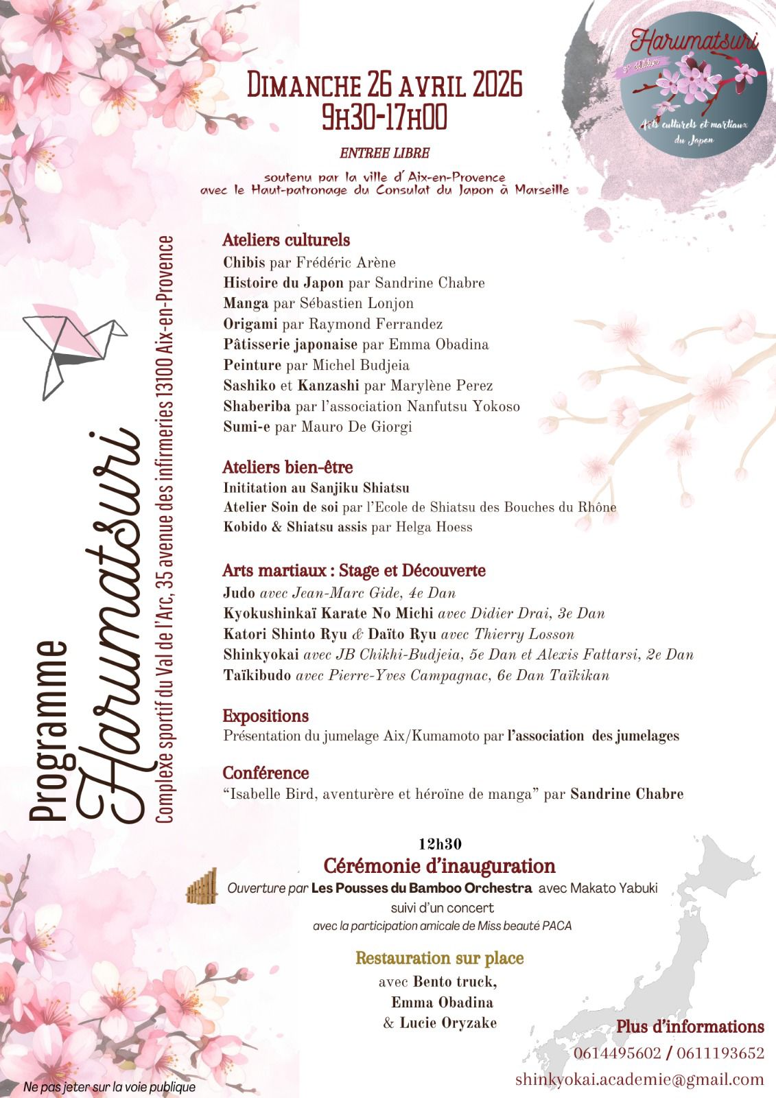 Programme Harumatsuri 26 avril 2026